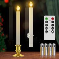 ronxs window candles, battery operated led candles with timer for outdoor christmas decorations, 🕯️ flameless flickering candles with 1 remote control and gold candle holders (2 pcs gold, batteries included) логотип