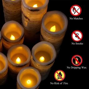 img 1 attached to 🕯️ Set of 9 Flameless Battery Operated Birch Bark Effect LED Candles - Real Wax Pillar Candles with Remote Control and Timer: 4", 5", 6", 7", 8", 9