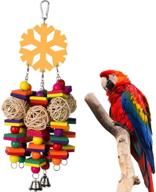 colorful wood beads bells and wooden hammock hanging perch toy set for budgie lovebirds conures small parakeet cages - mrli pet bird chew toys for cage decorations (wood knots and ball bird toy) логотип