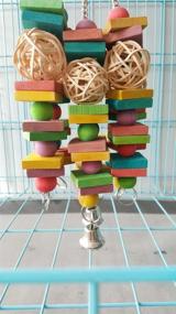 img 3 attached to Colorful Wood Beads Bells and Wooden Hammock Hanging Perch Toy Set for Budgie Lovebirds Conures Small Parakeet Cages - Mrli Pet Bird Chew Toys for Cage Decorations (Wood Knots and Ball Bird Toy)