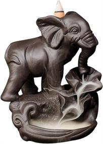 img 4 attached to 🐘 Handmade Ceramic Incense Holder - Elephant Figurine Backflow Incense Burner, Home Decor Gift Statue Ornaments