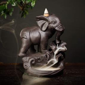 img 3 attached to 🐘 Handmade Ceramic Incense Holder - Elephant Figurine Backflow Incense Burner, Home Decor Gift Statue Ornaments