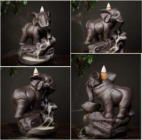 img 2 attached to 🐘 Handmade Ceramic Incense Holder - Elephant Figurine Backflow Incense Burner, Home Decor Gift Statue Ornaments