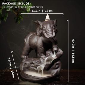 img 1 attached to 🐘 Handmade Ceramic Incense Holder - Elephant Figurine Backflow Incense Burner, Home Decor Gift Statue Ornaments