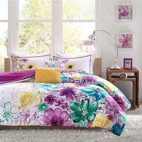 img 4 attached to 🌸 Intelligent Design Comforter Set Olivia: Vibrant Floral Teen Bedding for Girls Bedroom Full/Queen-Blue