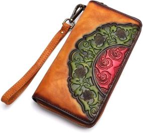 img 3 attached to Vintage Embossed Leather Wristlet: Handmade Women's Handbags & Wallets in Wallets Collection