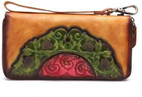 img 2 attached to Vintage Embossed Leather Wristlet: Handmade Women's Handbags & Wallets in Wallets Collection