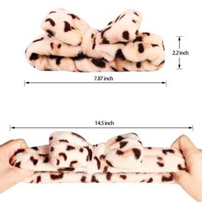 img 3 attached to 🛀 Coral Fleece 8 Pack Spa Headband: Perfect for Washing Face, Makeup & Shower - Terry Cloth Bow Headbands for Women - Facial Hair Band