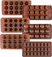 kootek 6 pieces silicone chocolate molds - reusable 90 cavity candy baking mold 🍫 ice cube trays - ideal for chocolates, hard candy, cake decoration, soap, crayons, candles (brown) logo