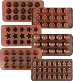 img 4 attached to Kootek 6 Pieces Silicone Chocolate Molds - Reusable 90 Cavity Candy Baking Mold 🍫 Ice Cube Trays - Ideal for Chocolates, Hard Candy, Cake Decoration, Soap, Crayons, Candles (Brown)