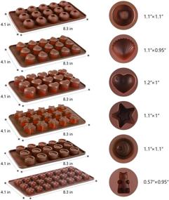 img 3 attached to Kootek 6 Pieces Silicone Chocolate Molds - Reusable 90 Cavity Candy Baking Mold 🍫 Ice Cube Trays - Ideal for Chocolates, Hard Candy, Cake Decoration, Soap, Crayons, Candles (Brown)