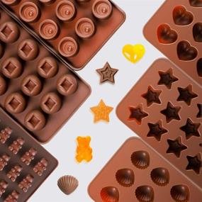 img 1 attached to Kootek 6 Pieces Silicone Chocolate Molds - Reusable 90 Cavity Candy Baking Mold 🍫 Ice Cube Trays - Ideal for Chocolates, Hard Candy, Cake Decoration, Soap, Crayons, Candles (Brown)