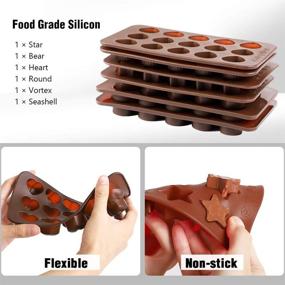 img 2 attached to Kootek 6 Pieces Silicone Chocolate Molds - Reusable 90 Cavity Candy Baking Mold 🍫 Ice Cube Trays - Ideal for Chocolates, Hard Candy, Cake Decoration, Soap, Crayons, Candles (Brown)