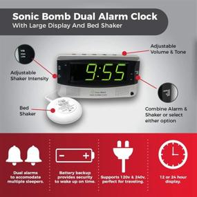 img 1 attached to ⏰ Звуковой сигнал сигнализации Sonic Alert SB200SS: яркий пробуждающий будильник с резервным источником питания и многоцветным дисплеем