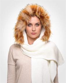img 3 attached to Futrzane Women Hooded Scarf Knitted Women's Accessories in Scarves & Wraps