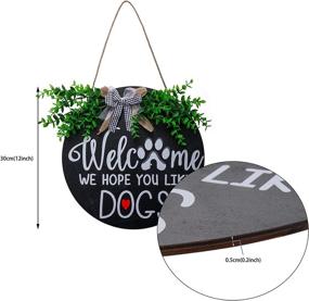 img 1 attached to 🐾 Front Door Welcome Sign, Dog-Friendly Wreaths for Porch Decor, Rustic Wooden Door Hangers for Outdoor Hanging, We Hope You Like it