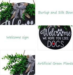 img 2 attached to 🐾 Front Door Welcome Sign, Dog-Friendly Wreaths for Porch Decor, Rustic Wooden Door Hangers for Outdoor Hanging, We Hope You Like it