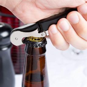 img 1 attached to Premium Set of 2 Pulltap's Double-Hinged Waiters Corkscrew - Black and Stainless Steel