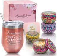 🎁 unique birthday, christmas, and friendship gift set: 4-pack insulated wine tumbler and candles for women logo