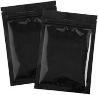 🌈 100-pack ftregon smell proof mylar bags in food container sets - 3×3.9 inch resealable flat foil pouch bags with ziplock - double-sided holographic black color логотип