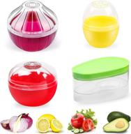 🍅 fruit and vegetable storage containers for fridge: set of 4 - onion, lemon, tomato, and avocado saver/holder/keeper логотип