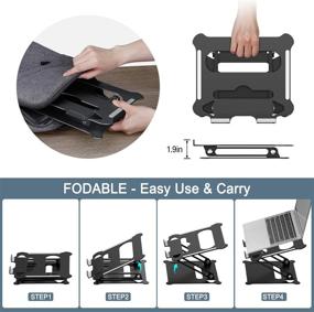 img 1 attached to Portable Adjustable Aluminum Laptop Stand with Heat-Vent, Multi-Angle Computer Riser for 10 to 17 Inch PC Notebook Tablets, Foldable Desktop Stand