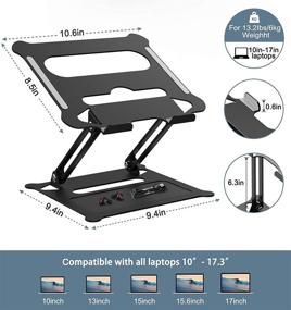 img 3 attached to Portable Adjustable Aluminum Laptop Stand with Heat-Vent, Multi-Angle Computer Riser for 10 to 17 Inch PC Notebook Tablets, Foldable Desktop Stand