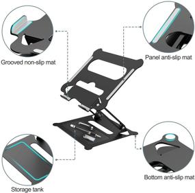 img 2 attached to Portable Adjustable Aluminum Laptop Stand with Heat-Vent, Multi-Angle Computer Riser for 10 to 17 Inch PC Notebook Tablets, Foldable Desktop Stand