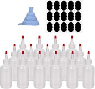 15-pack 4 oz empty plastic squeeze bottles with red tip caps - ideal for arts & crafts, glue, multipurpose use - includes 15 chalk labels and 1 funnel logo