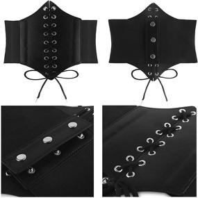 img 2 attached to 👗 Women's Corset Belt: Babycop Vintage Lace-up Elastic Waist Belt, Tied Waspie Wide Belt Ideal for Halloween Costume