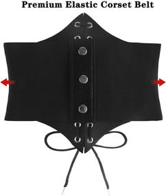 img 3 attached to 👗 Women's Corset Belt: Babycop Vintage Lace-up Elastic Waist Belt, Tied Waspie Wide Belt Ideal for Halloween Costume