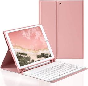 img 4 attached to Bluetooth Keyboard Smart Case for iPad Pro 10.5 inch 2017 / iPad Air 10.5 (3rd Gen) 2019 - Wireless Detachable iPad Keyboard Case with Pencil Holder and Auto Sleep/Wake (Pink)