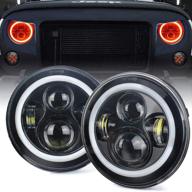 atubeix 7-дюймовые led-фары с кольцевой светодиодной подсветкой (halo) для jeep h6024 2007-2017 wrangler jk jku (черный с красным halo) логотип