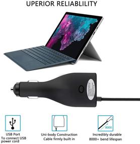 img 1 attached to Microsoft Surface Car Charger with 42W Power Supply - Compatible with Surface Pro 3/4/5/6, Surface Book, Surface Go, and Surface Laptop - Includes 5V 2.1A USB Charging Port and 5Ft Cord