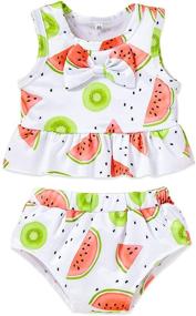 img 4 attached to 👙 Adorable Toddler Baby Girls Swimsuit Outfit: Sleeveless Two-Piece Summer Beach Bikini Set