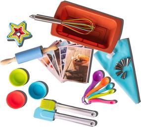 img 4 attached to 🧁 Riki's Kingdom Kids Real Baking Set: Fun 39-Piece Kit for DIY Desserts, Loaf pan, Cupcake/Muffin cups, Accessories, Decorating Kit, Recipe Book & Cookie Cutters