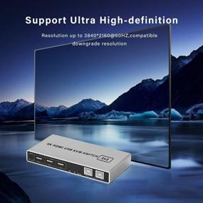 img 1 attached to 2 Port HDMI KVM Switch Dual Monitor 4K@60Hz - Extended Display, Keyboard Mouse Switcher 2 in 2 Out with Button Switch - Supports Audio Output, USB Release, and Includes 2 Pcs USB Cables