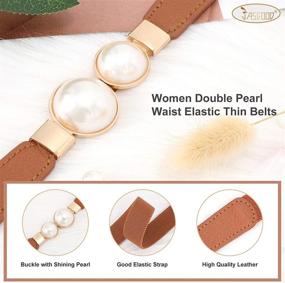 img 3 attached to 💎 JASGOOD Women's Elastic Fashion Double Pearls Accessories and Belts - Enhance Your Style