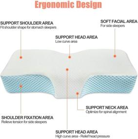 img 3 attached to 🌙 Подушка для шейного отдела памяти: эргономичная контурная подушка для кровати для снятия боли в шее и плечах, идеально подходит для спящих на спине/животе/боку - ортопедическая подушка для шеи.