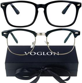 img 4 attached to VOGLON 2-Pack Blue Light Blocking Glasses for Computer Screen Gaming - Gamma Ray Blocking, Oversized Half Frame Round - Small Face Anti Glare UV Eyestrain/Filter for Women and Men