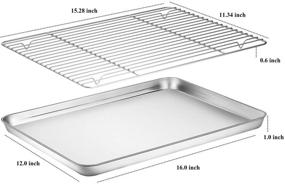 img 3 attached to 🍪 Deedro Baking Sheet and Rack Set [2 Sheets + 2 Racks], Stainless Steel Half Sheets Baking Pan with Oven Tray and Cooling Rack, 16 x 12 x 1 Inch, Heavy Duty, Non-toxic, Easy to Clean