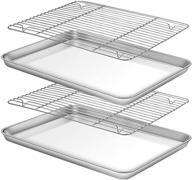 🍪 deedro baking sheet and rack set [2 sheets + 2 racks], stainless steel half sheets baking pan with oven tray and cooling rack, 16 x 12 x 1 inch, heavy duty, non-toxic, easy to clean logo