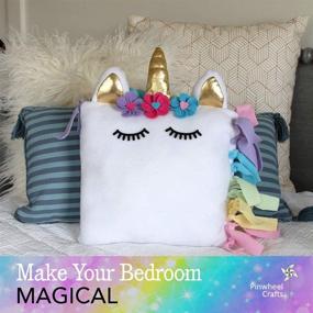 img 1 attached to Unicorn Pillow Craft Kit for Girls - Easy No-Sew Fleece Knot Pillow - Gift Idea for Unicorn Lovers - Ages 7-12 - Unicorn Bedroom Decor – Unicorn Crafts