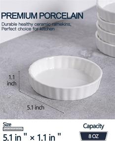 img 3 attached to 🍮 Taeochiy 8 Oz Creme Brulee Ramekins - Oven Safe Porcelain Baking Dishes, Round Tart Pan Set of 6 in White - Ideal for Fluted Mini Quiches and Desserts