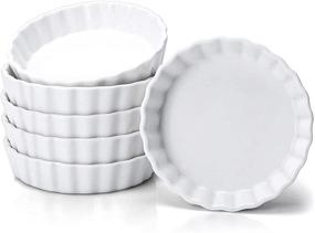 img 4 attached to 🍮 Taeochiy 8 Oz Creme Brulee Ramekins - Oven Safe Porcelain Baking Dishes, Round Tart Pan Set of 6 in White - Ideal for Fluted Mini Quiches and Desserts