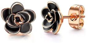 img 3 attached to 💐 Dainty Camellia Rose Flower Stud Earrings: Hypoallergenic Delicate Jewelry Gift for Women & Girls