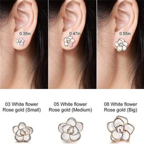 img 1 attached to 💐 Dainty Camellia Rose Flower Stud Earrings: Hypoallergenic Delicate Jewelry Gift for Women & Girls