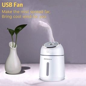 img 1 attached to 💦 g-JACK Portable Mini USB Humidifier with Fan, LED Light, Quiet Operation - 330ml Ultrasonic Cool Mist Humidifier for Bedroom, Office, Desktop Use (Blue, USB Power Supply)