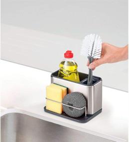 img 1 attached to 🧽 Large Silver Stainless Steel Sink Caddy Organizer for Kitchen - Joseph Joseph 85112 Surface Sponge Holder, Tidy Drainage of Water