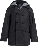 charcoal boys' clothing: republic peacoat with faux fur pockets - jackets & coats logo